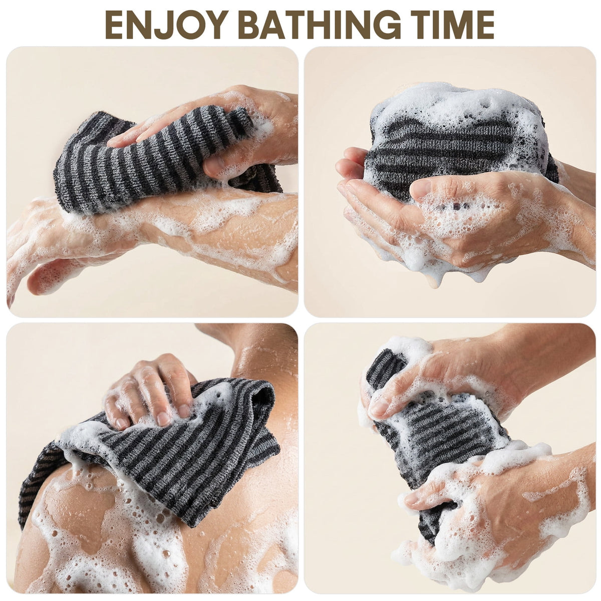Livhil 2Pcs Exfoliating Shower Towel, Exfoliating Washcloth Stretchable Quick Dry, Exfoliating Towel for Body, Suitable for All Skin
