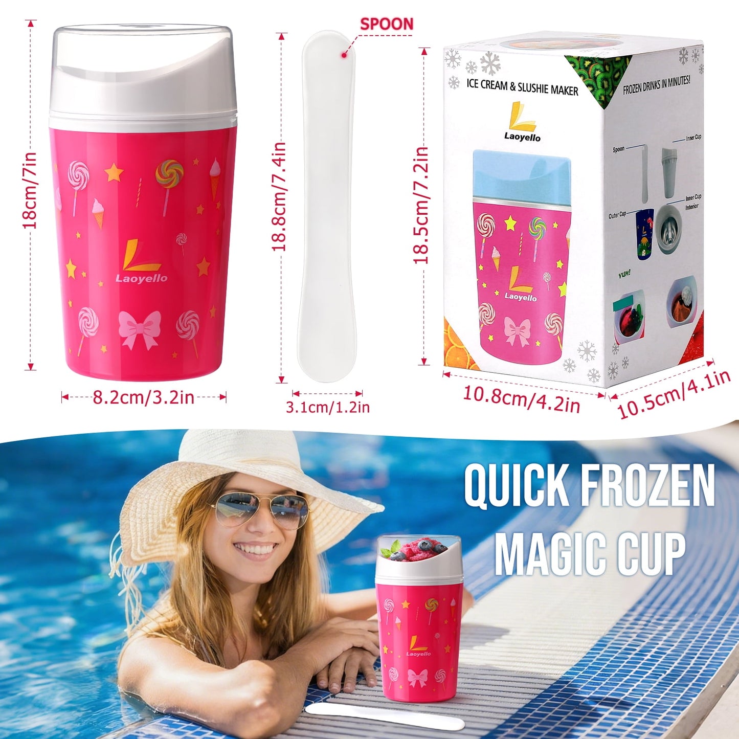 Livhil Slushy Cup, Quick Frozen Slushie Cup Maker , Magic Squeeze Cup Turn Any Drink into Slushy, DIY Smoothie Cup(Blue)