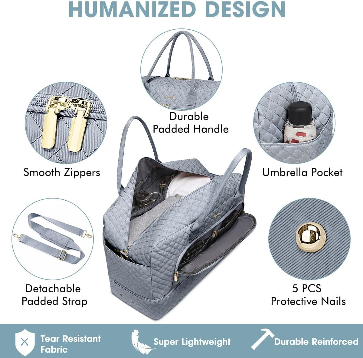 Livhil 2Pcs Large Women Travel Duffle Bag, Carry on Overnight Bag for Women Gym Bag with Shoe Compartment Weekender Travel Bag for Business Trips Sport Hospital