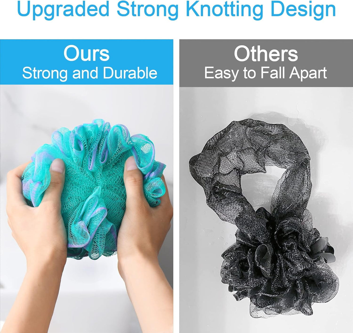 Livhil 4pcs Shower Loofah Sponge, Exfoliating Body Scrubber Bath Sponge for Women and Men, Loofa Shower Sponge