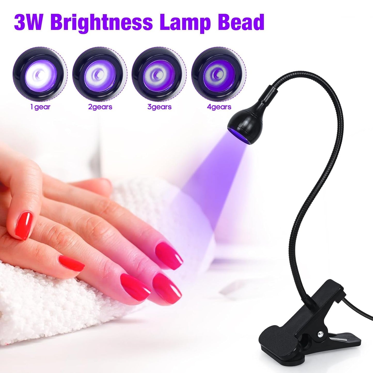Livhil UV Nail Lamp with Gooseneck and Clamp, LED Nail Lamp for Gel Nails, UV Light for Gel Nails