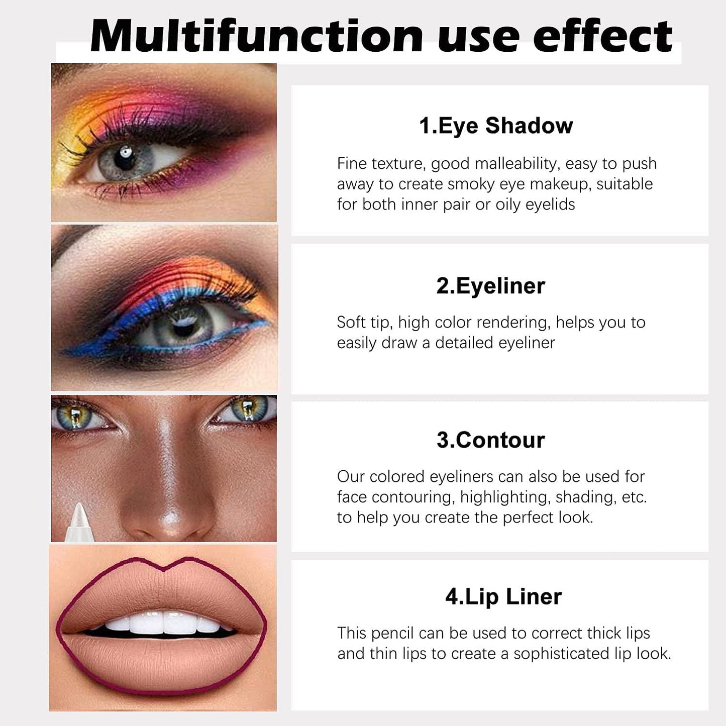 Livhil 12 Colorful Eyeliner Set, Waterproof Eyeliner Pencils in Colors for Women, Gel Eyeliner Pencil for Eye&Lip Liner Makeup