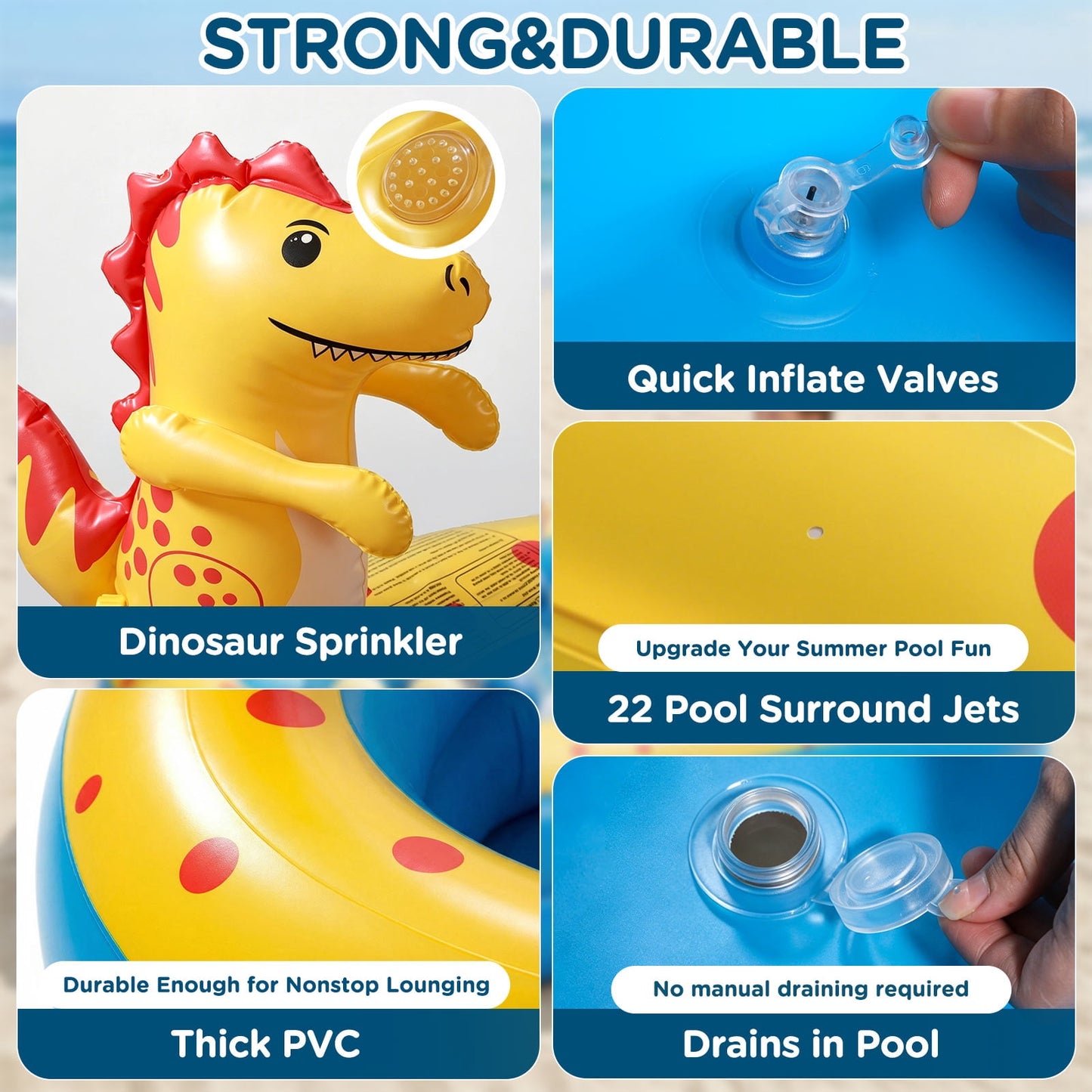 Livhil Inflatable Swimming Pool for Kids with Sprinkler, Kiddie pools 67x41x32in Family Size Backyard Summer Water Play