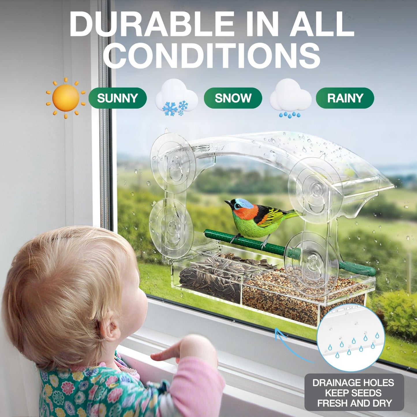 Livhil Window Bird Feeders with Strong Suction Cups, Outside Bird Window Feeder