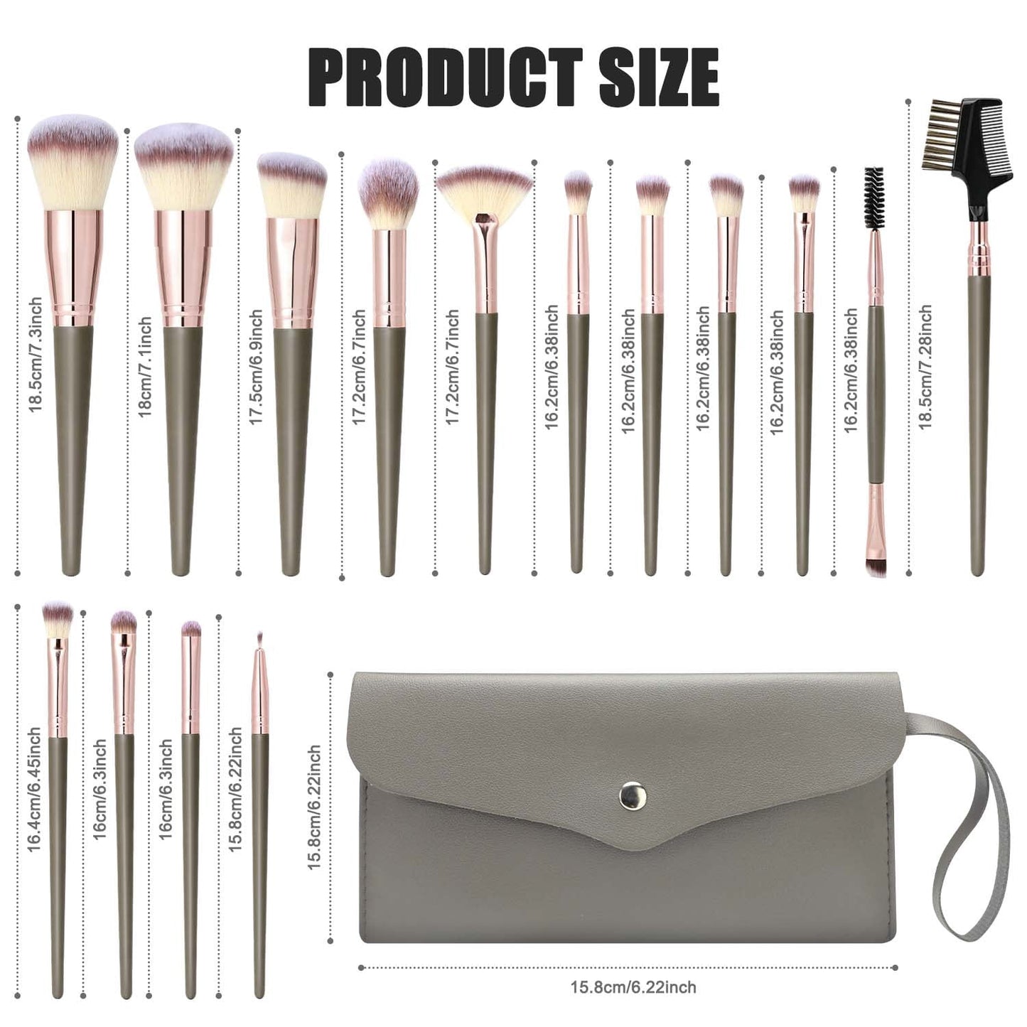 Livhil 15pcs Makeup Brushes Set Professional, Premium Makeup Brushes Kit Set, Eyeshadow Brushes with PU Leather Pouch