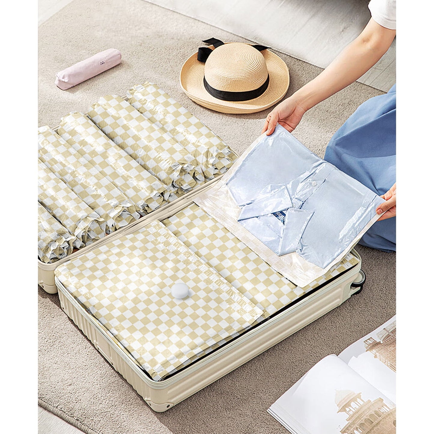 Livhil Vacuum Storage Bags, Home Essentials Space Saver Vacuum Bags Compression, Hand Pump Included