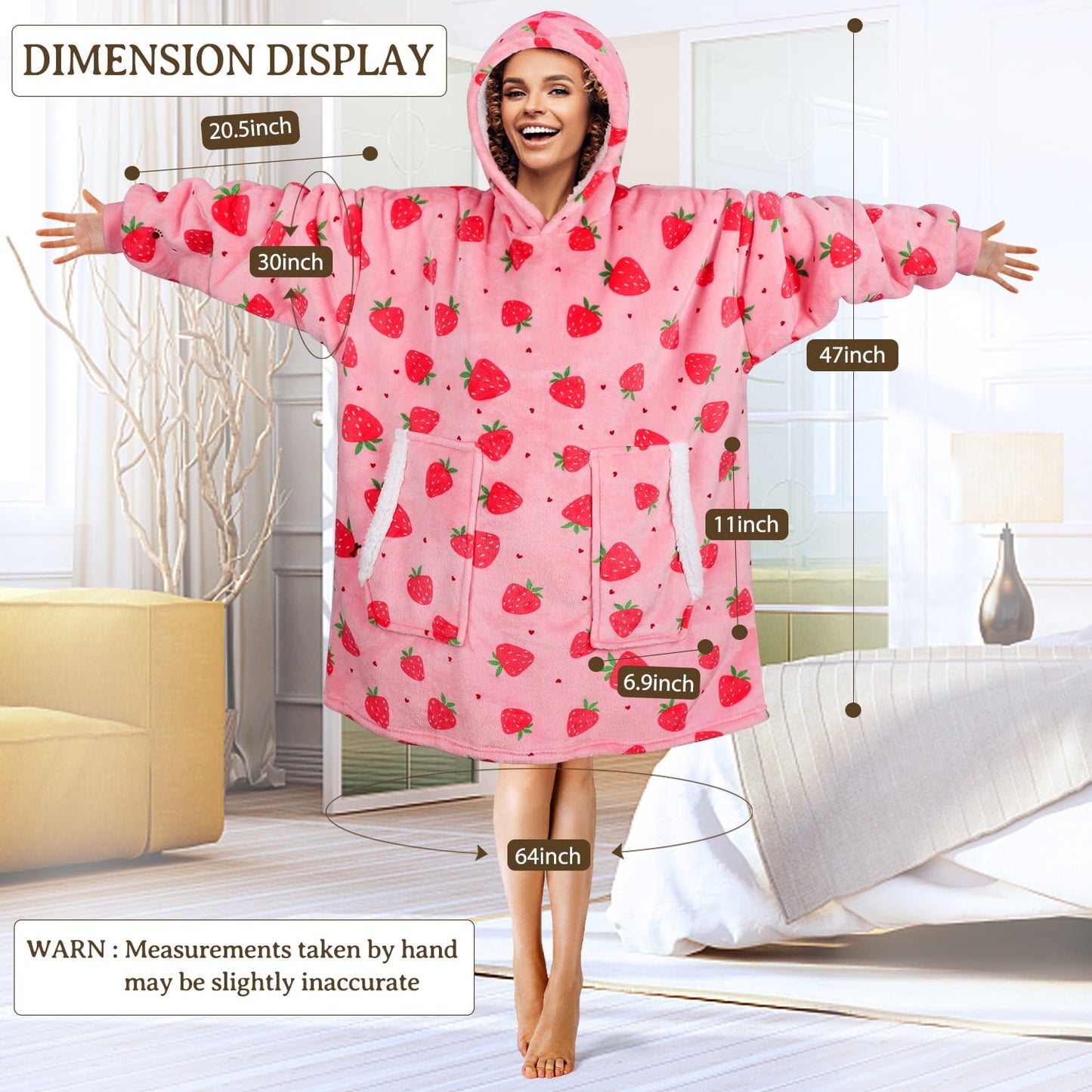Livhil Wearable Blanket Hoodie Sweater, Blanket Sweatshirt with Sleeves Blanket Hoodies for Women Girls and Kids, Plush Hoodie Blanket