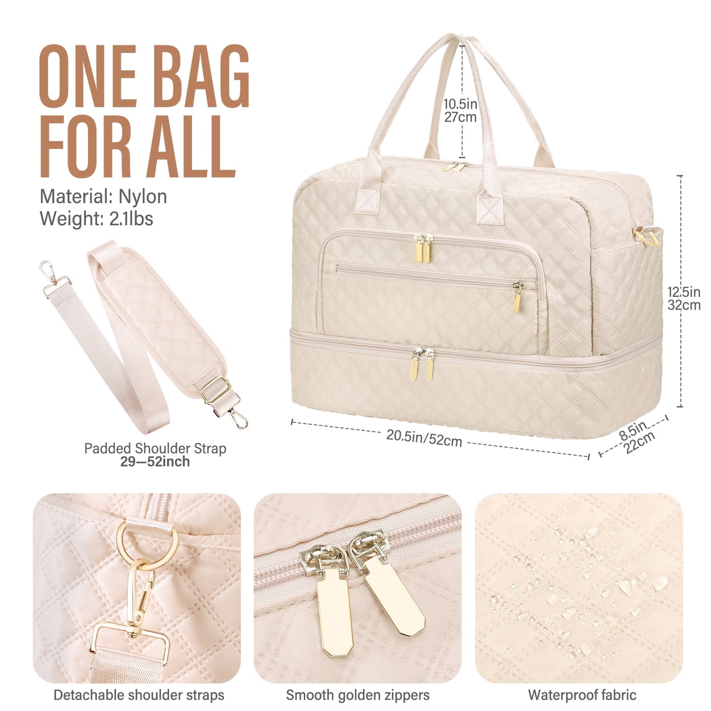 Livhil 2Pcs Large Women Travel Duffle Bag, Carry on Overnight Bag for Women Gym Bag with Shoe Compartment Weekender Travel Bag for Business Trips Sport Hospital