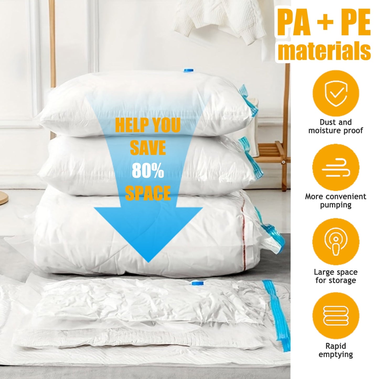 Livhil Combo Vacuum Storage Bags with Electric Pump, Reusable Travel Vacuum Storage Bags for Clothes Compression, Space Saver Travel Essentials