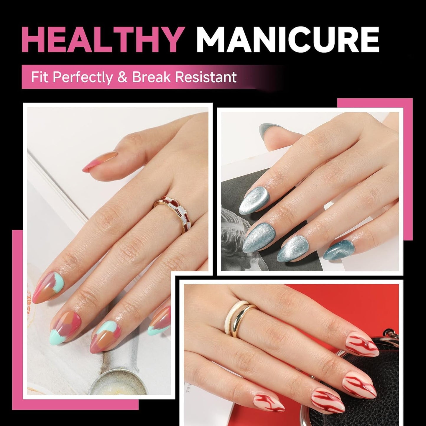 Livhil 312pcs Short Almond Gel Nail Tips, Clear Half Matte Press On Nails for Nail Extensions, Fake Acrylic Nails