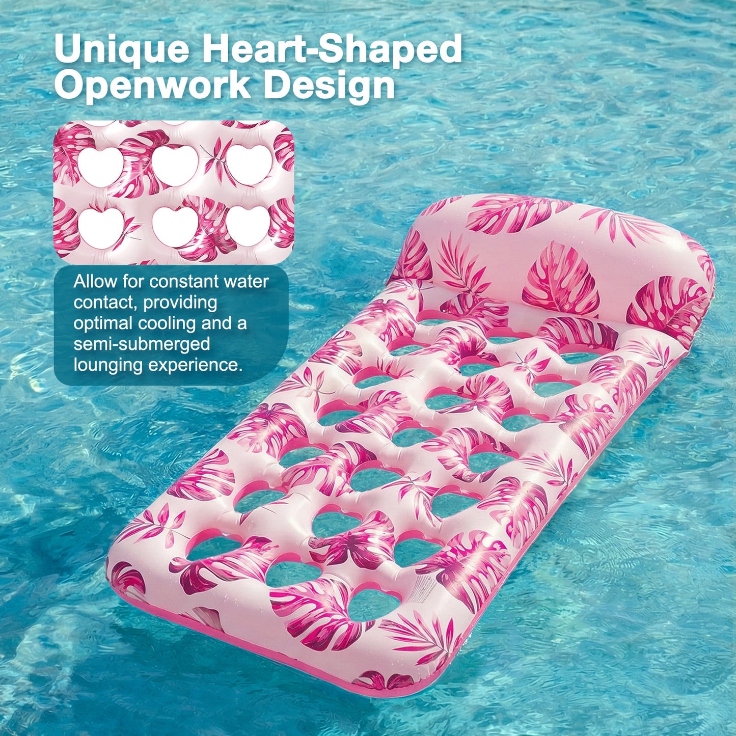 Livhil Inflatable Pool Floats Adult, Large Pool Float , Pool Lounger with Headrest, Pool Rafts, Tanning Pool for Swimming Pool Party