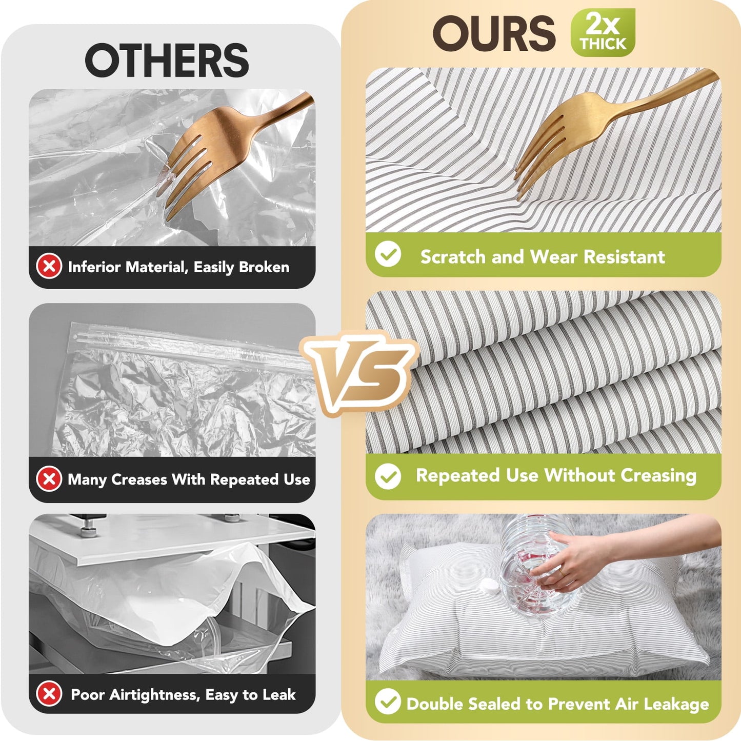 Livhil 6 Pcs Oxford Cloth Vacuum Storage Bags,Space Saver Seal Bags for Clothes,with Hand Pump