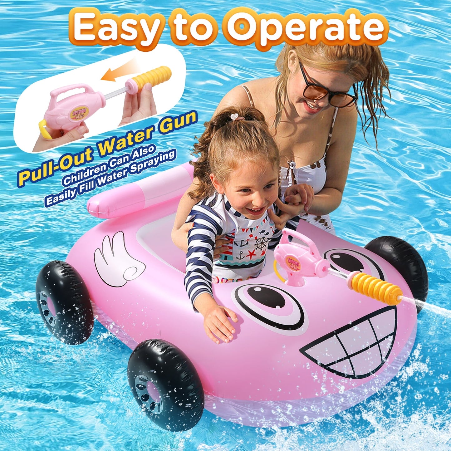 Livhil Swimming Pool Floats Kids 3-6 with Canopy, Tank Inflatable Pool Floats for Kids