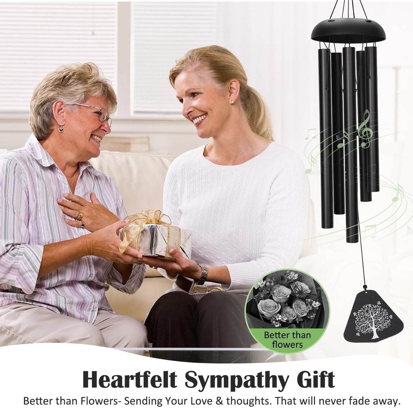 Livhil Wind Chimes for Outside, Memorial Wind Chimes Deep Tone, Soothing Aluminium Windbell