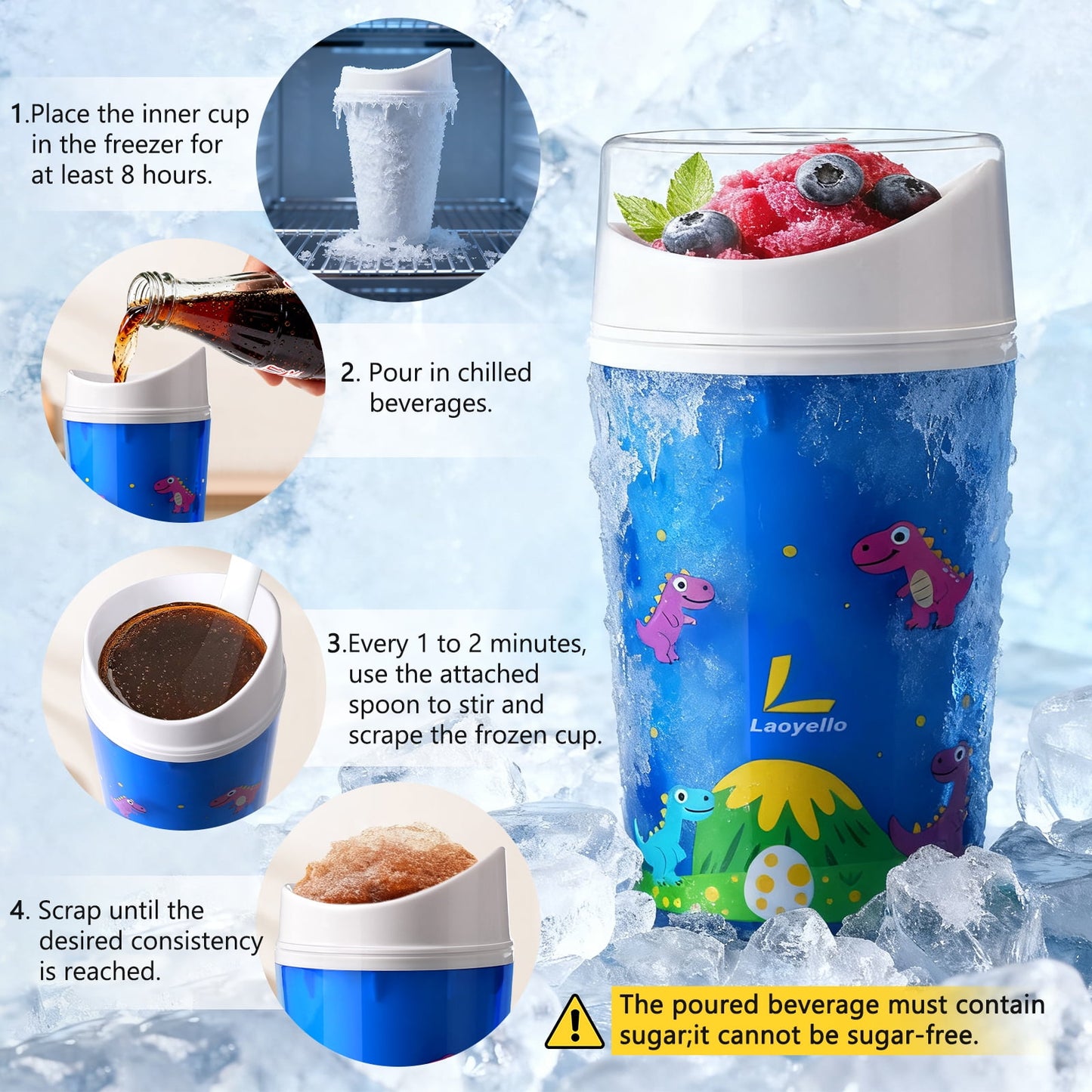 Livhil Slushy Cup, Quick Frozen Slushie Cup Maker , Magic Squeeze Cup Turn Any Drink into Slushy, DIY Smoothie Cup(Blue)