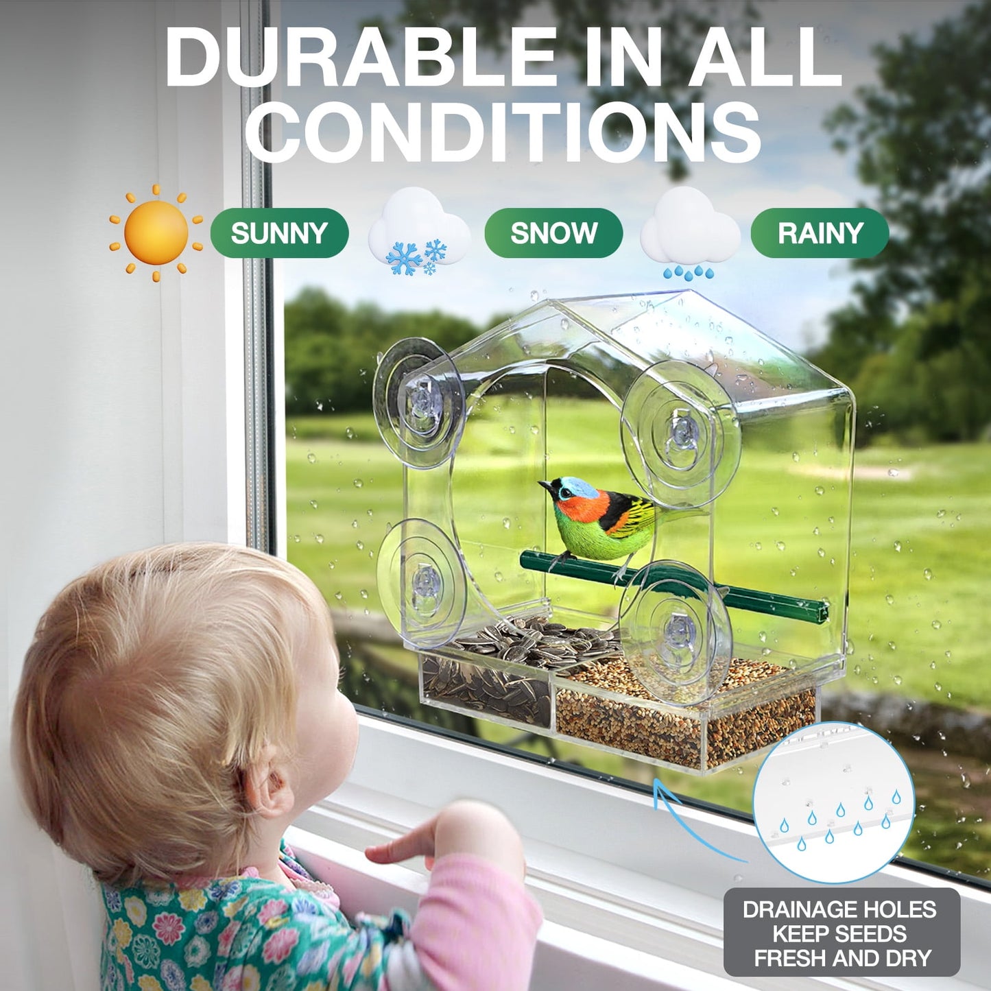 Livhil Window Bird Feeders with Strong Suction Cups, Outside Bird Window Feeder