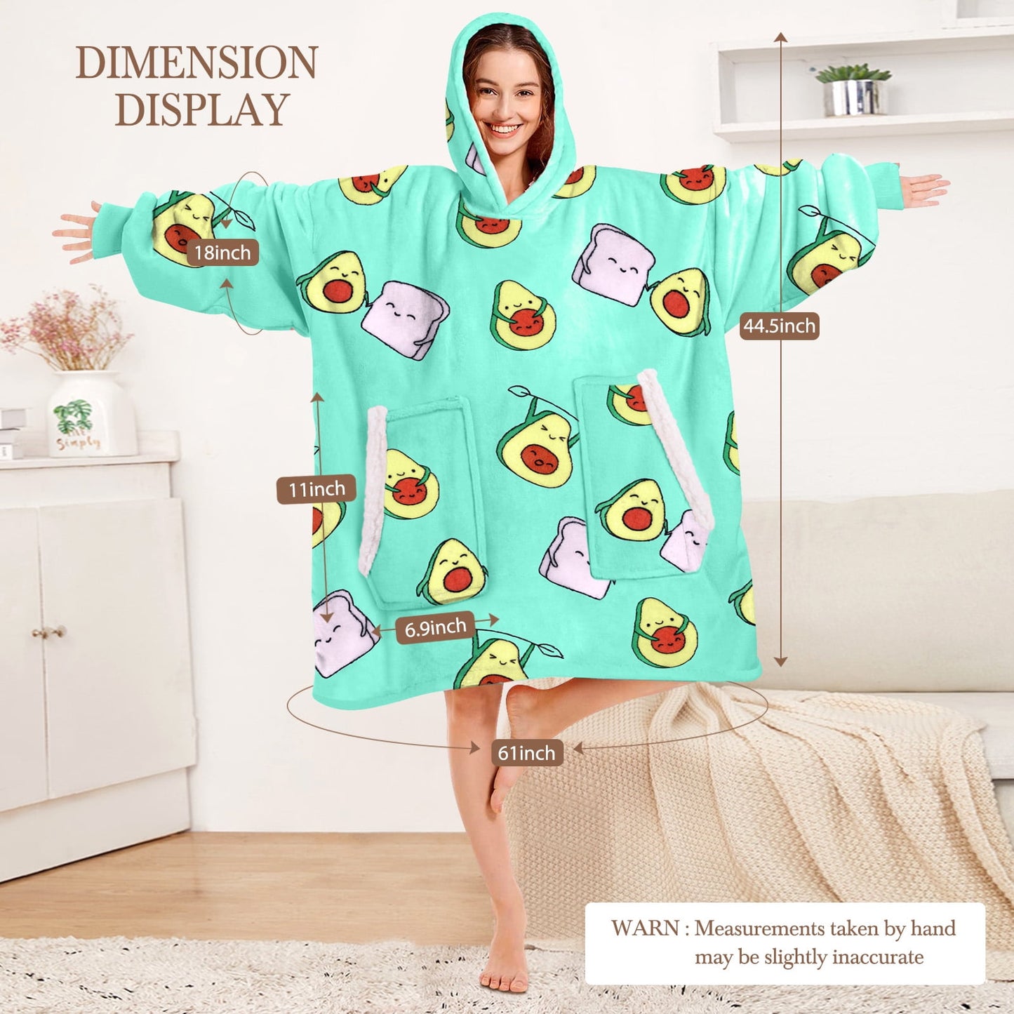 Livhil Wearable Blanket Hoodie Sweater, Blanket Sweatshirt with Sleeves Blanket Hoodies for Women Girls and Kids, Plush Hoodie Blanket