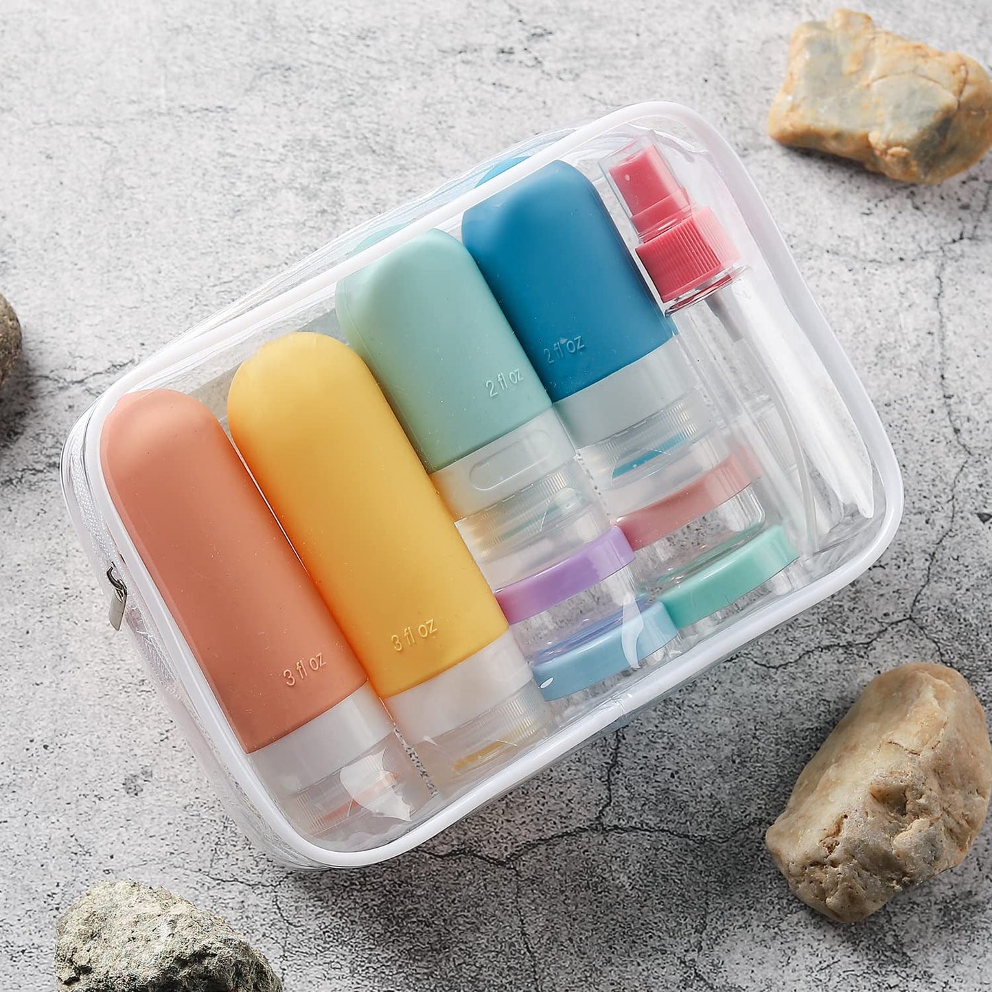 Livhil 16 Pcs Travel Bottles for Toiletries, Leak Proof Refillable Travel Containers, Travel Essentials Silicone Toiletry Bottles
