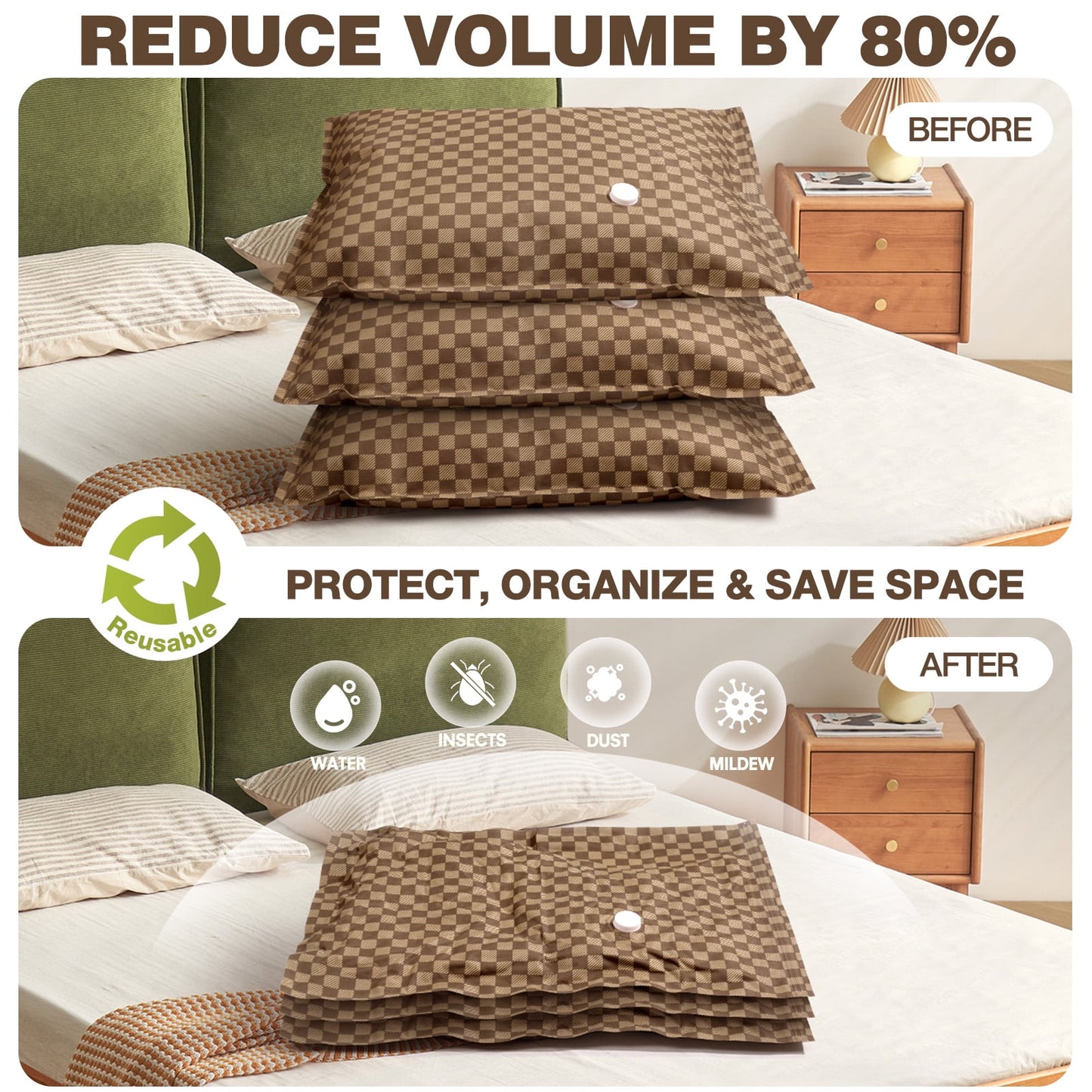 Livhil 6 Pcs Oxford Cloth Vacuum Storage Bags,Space Saver Seal Bags for Clothes,with Hand Pump