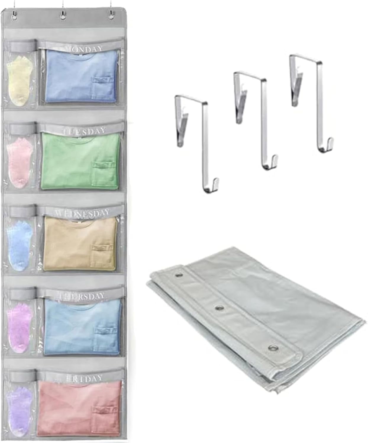 Livhil Hanging Closet Organizer, Weekly Clothes Organizer with Days of the Week Pockets