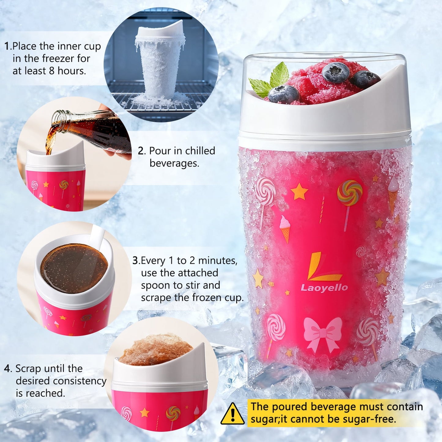 Livhil Slushy Cup, Quick Frozen Slushie Cup Maker , Magic Squeeze Cup Turn Any Drink into Slushy, DIY Smoothie Cup(Blue)