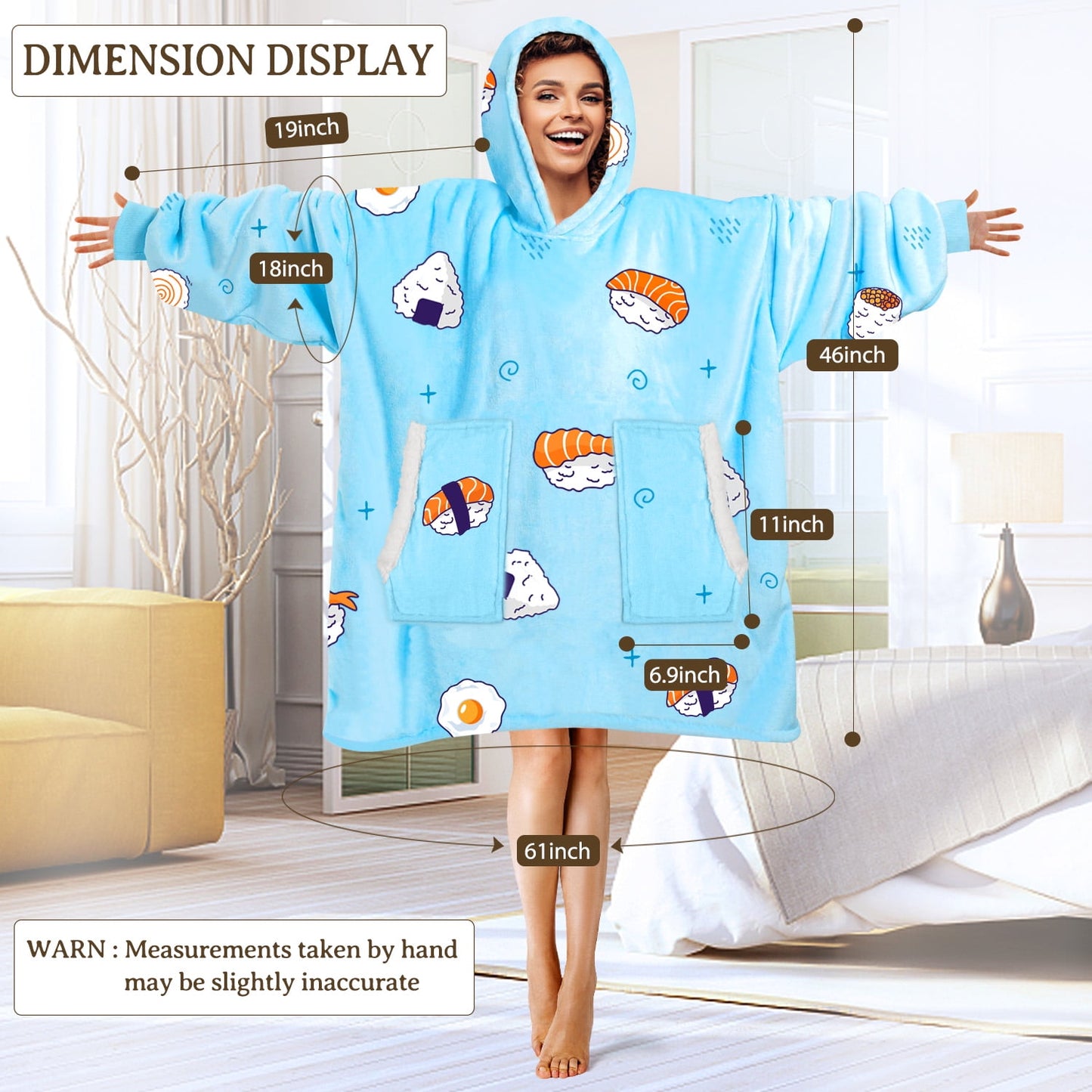 Livhil Wearable Blanket Hoodie Sweater, Blanket Sweatshirt with Sleeves Blanket Hoodies for Women Girls and Kids, Plush Hoodie Blanket