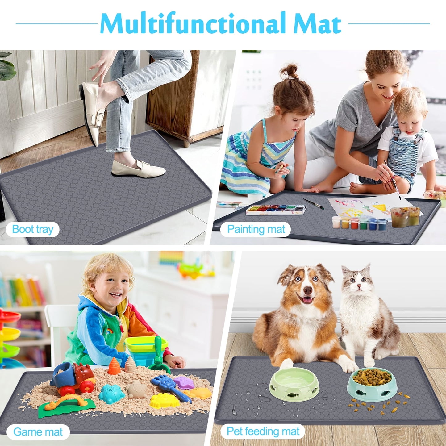 Livhil Under Sink Mat for Kitchen Waterproof, 34"x 22" Silicone Sink Mat Cabinet Liner for Bathroom Under Sink Mat with Raised Edge