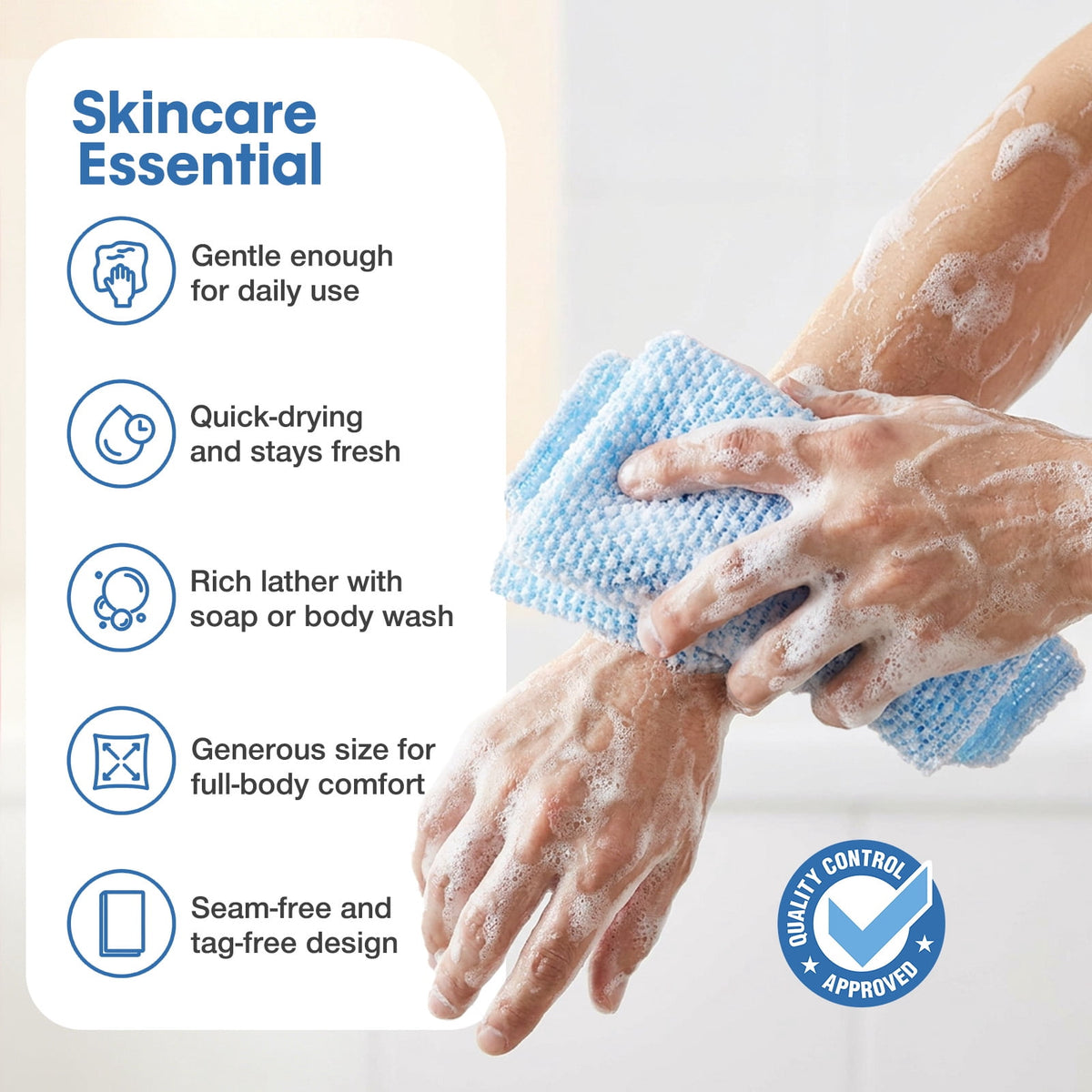 Livhil 2Pcs Exfoliating Shower Towel, Exfoliating Washcloth Stretchable Quick Dry, Exfoliating Towel for Body, Suitable for All Skin