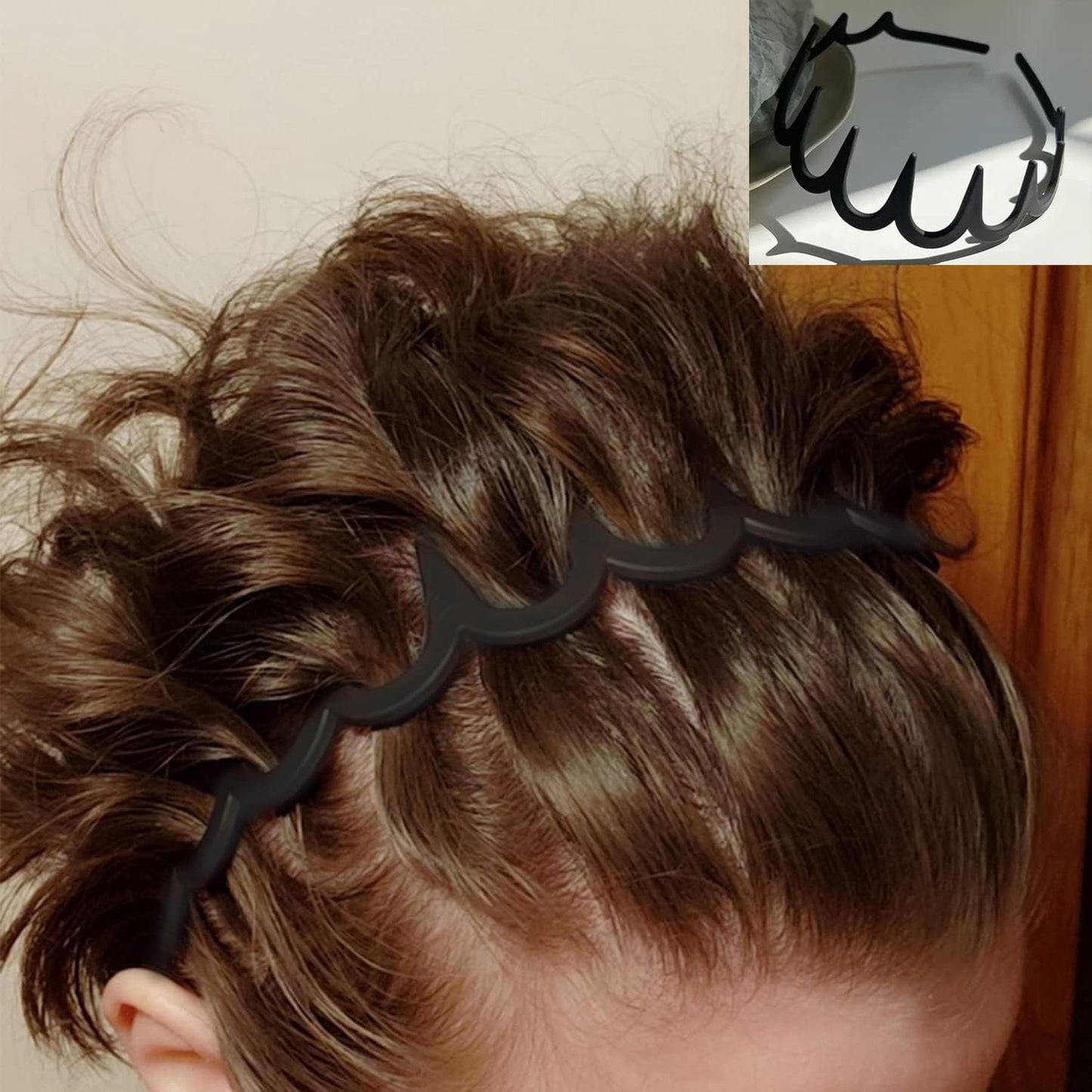 Livhil 8 PCS Plastic Headbands for Women with Teeth, Non Slip Zig Zag Headbands for Women Men Teen Girls, Matte Black