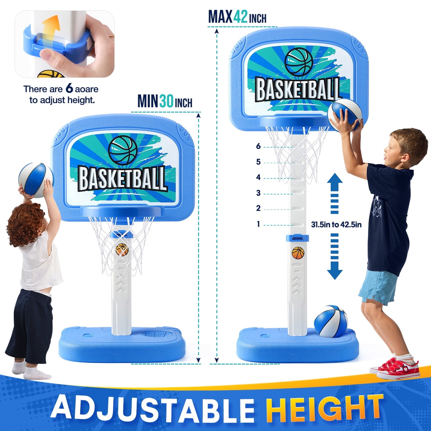 Ayieyill Pool Basketball Hoop, Swimming Pool Basketball Games with Pool Basketball Hoop Poolside and 2 Balls