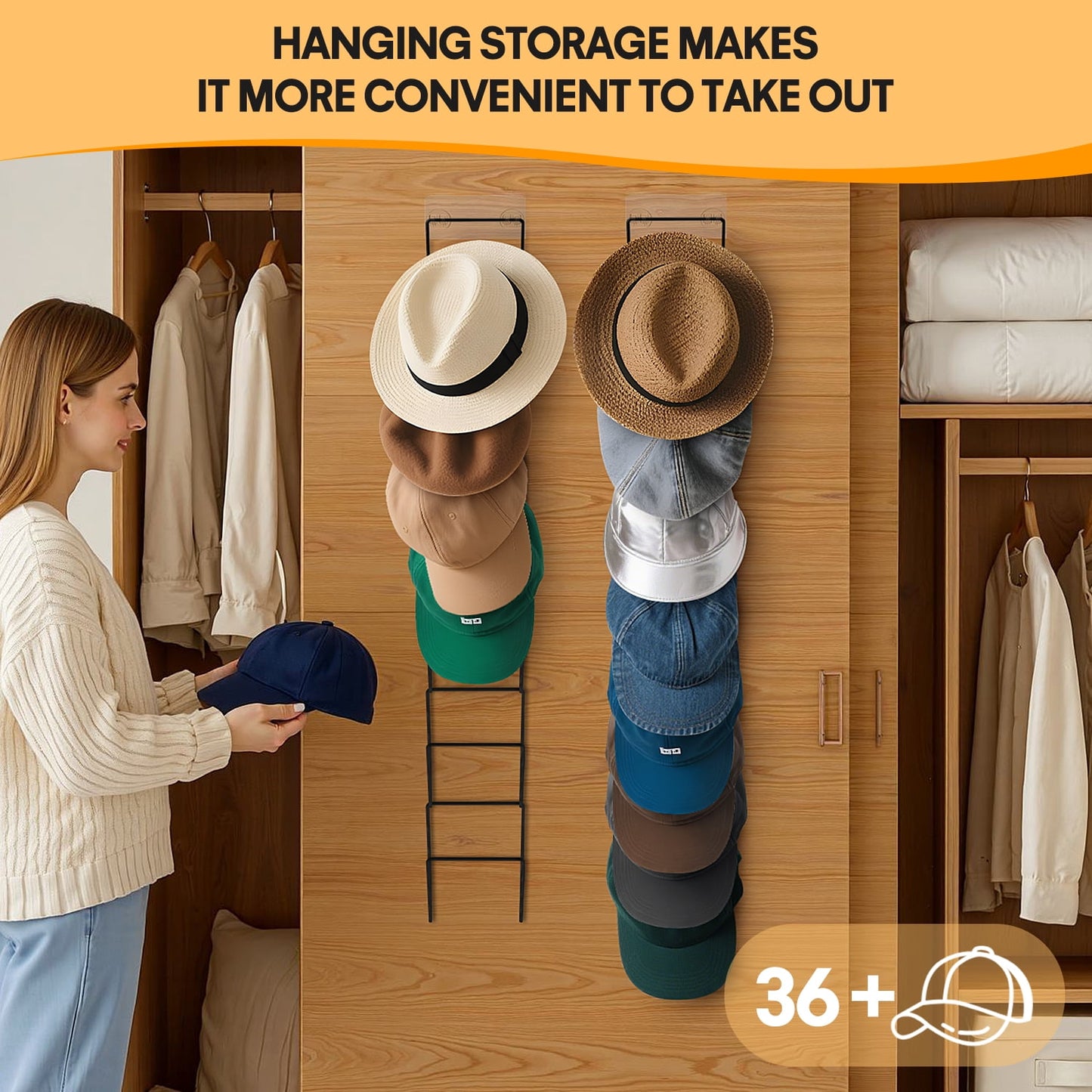 Livhil 12Pack Hat Holder Hat Hanger Hat Organizer Hat Rack for Wall, Door, Wig Holder