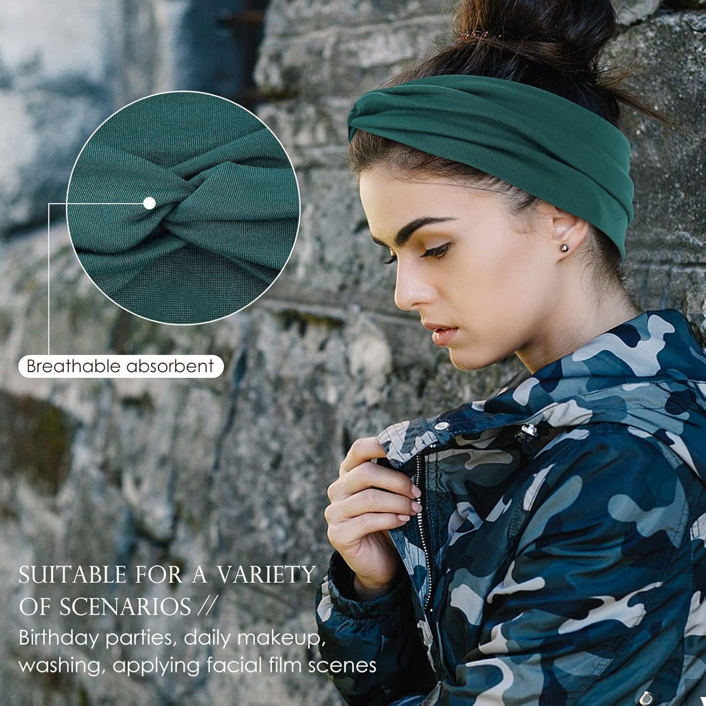 Livhil 12Pcs Stretchy Headbands for Women,Ventilate and Anti-slip Sport Headband, Fashionable Twist-style Head Wraps