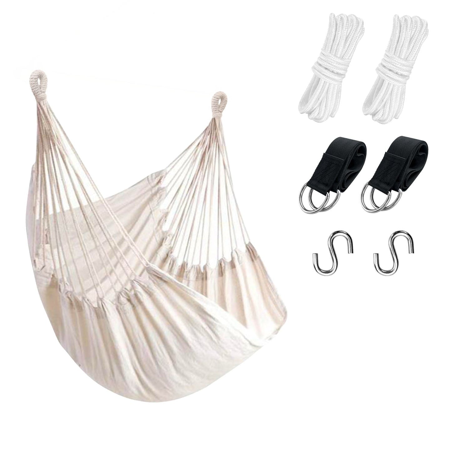 Hammock Chair Hanging Rope Hammock Swing Chair, Max 300 lbs Portable Hanging Hammock Chair