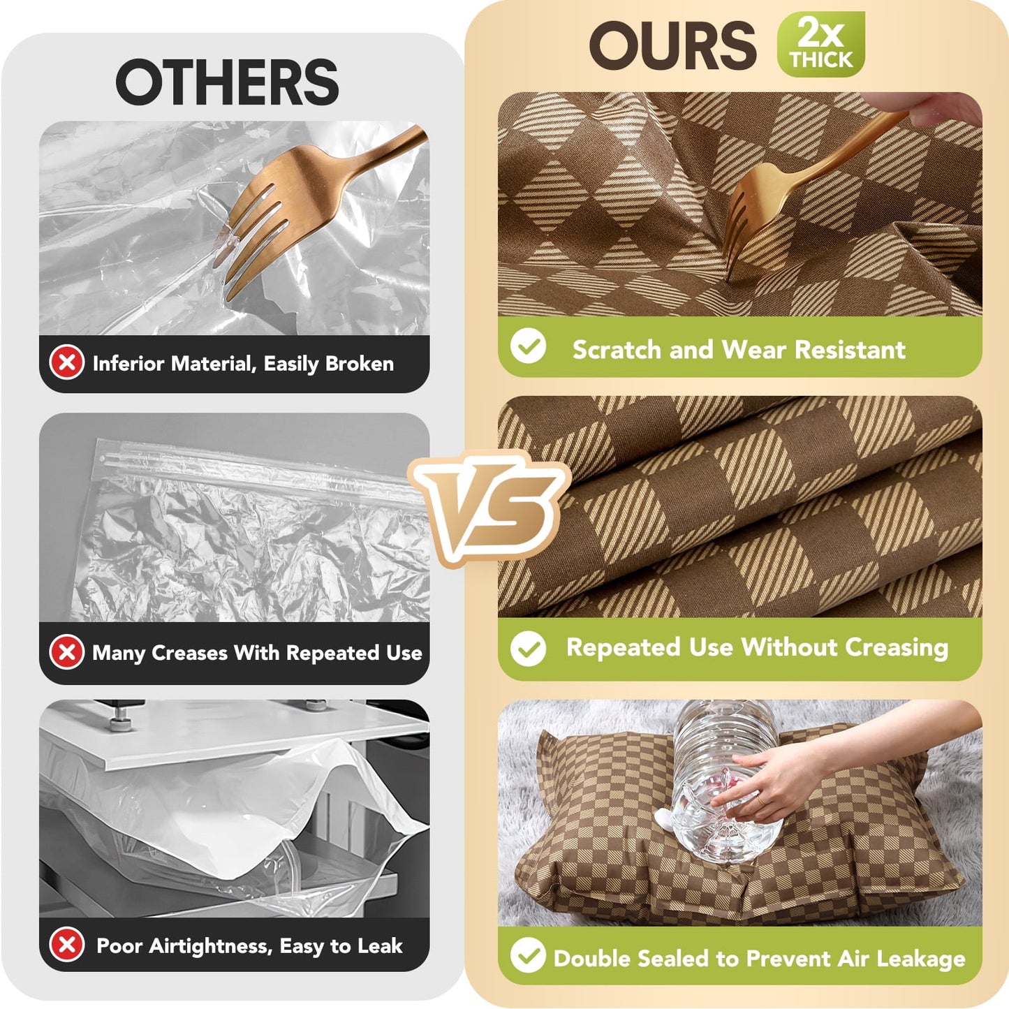 Livhil 6 Pcs Oxford Cloth Vacuum Storage Bags,Space Saver Seal Bags for Clothes,with Hand Pump