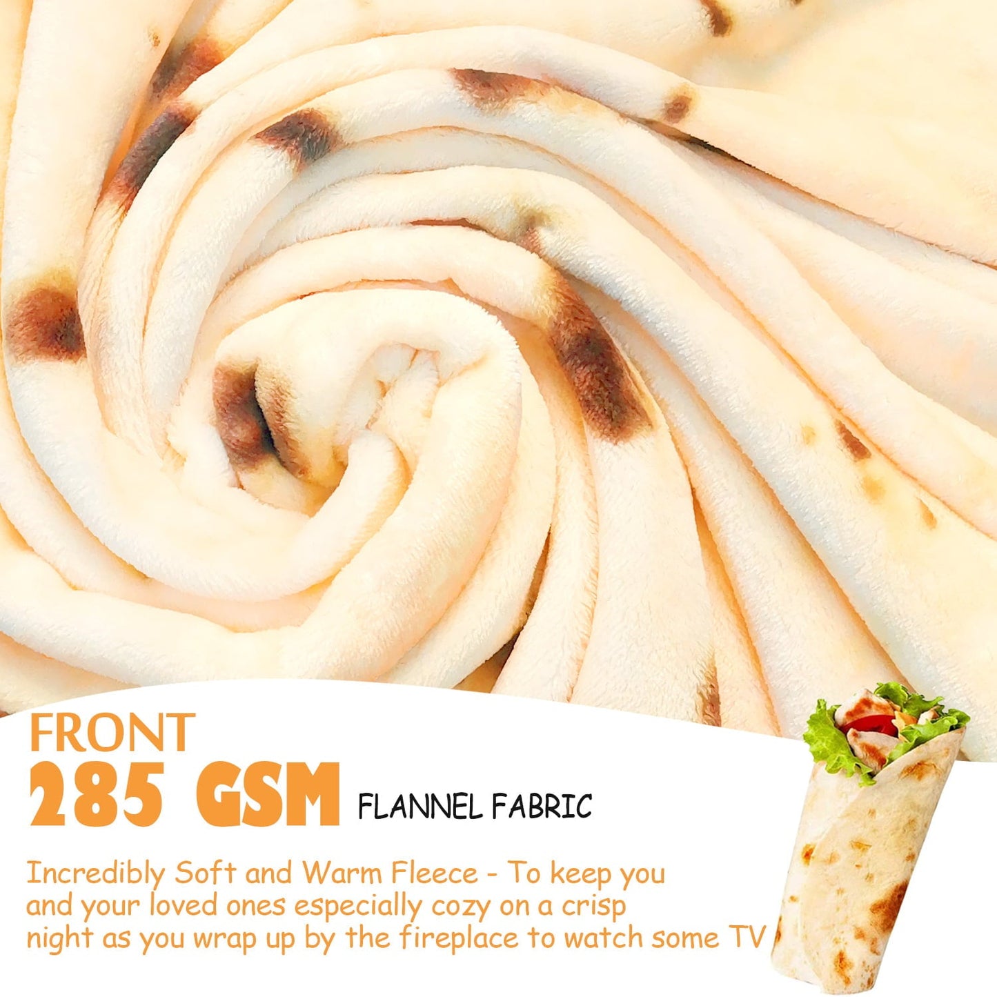 Livhil Giant Tortilla Blanket 71 inch Double Sided, Tortilla Blanket Adult Size Funny Blankets Food Blankets