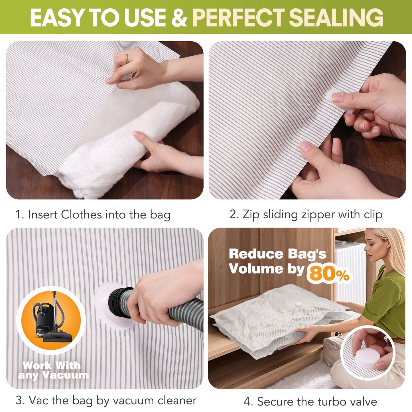 Livhil 6 Pcs Oxford Cloth Vacuum Storage Bags,Space Saver Seal Bags for Clothes,with Hand Pump