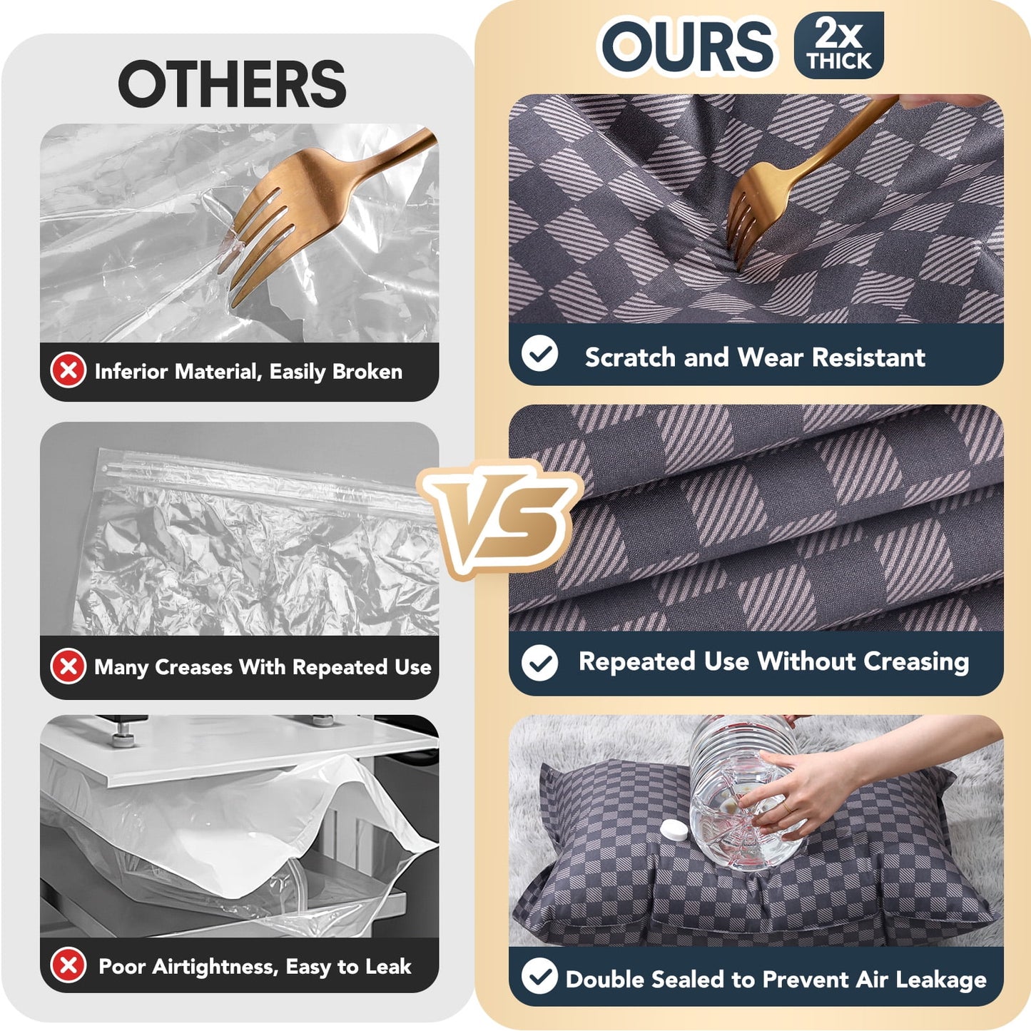 Livhil 6 Pcs Oxford Cloth Vacuum Storage Bags,Space Saver Seal Bags for Clothes,with Hand Pump