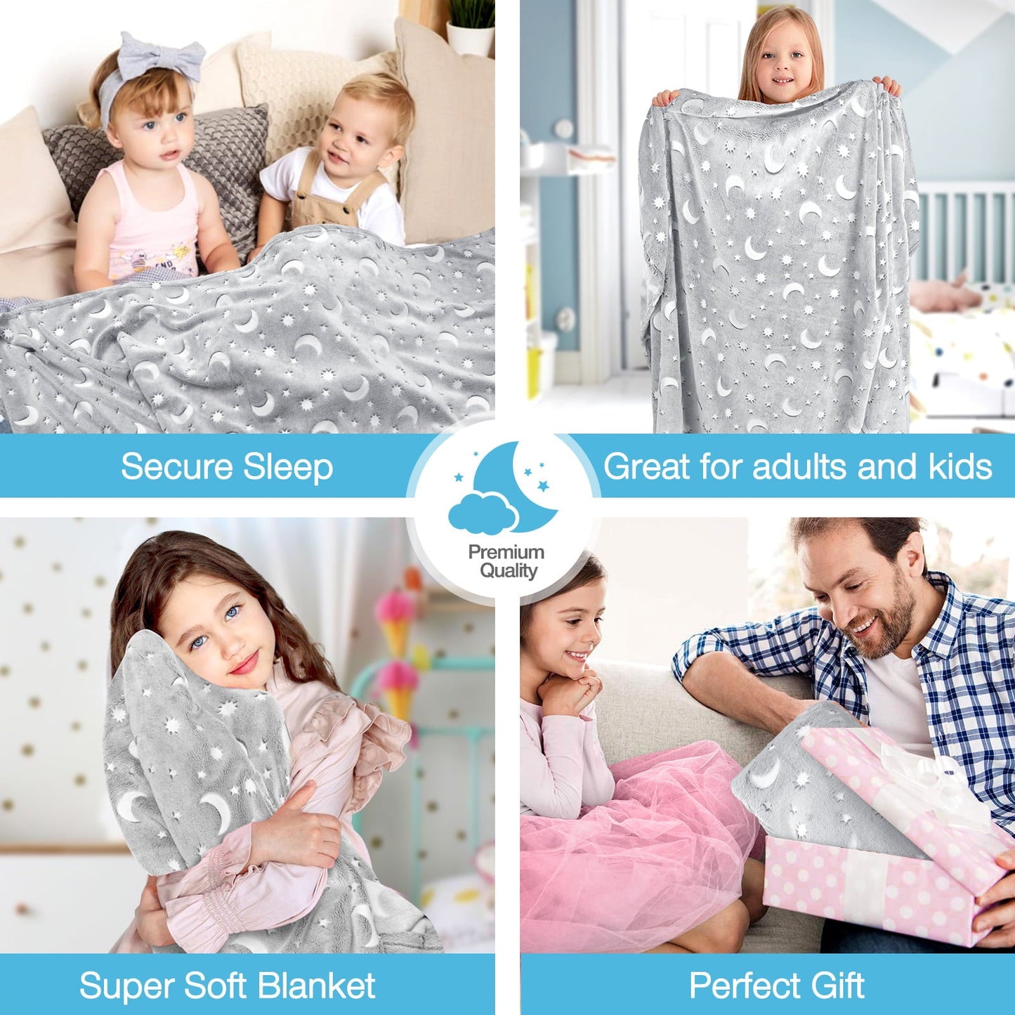 Livhil Glow in the Dark Blanket Throws Unicorns Gifts for Girls, 60 x 70in, Unicorn Blankets