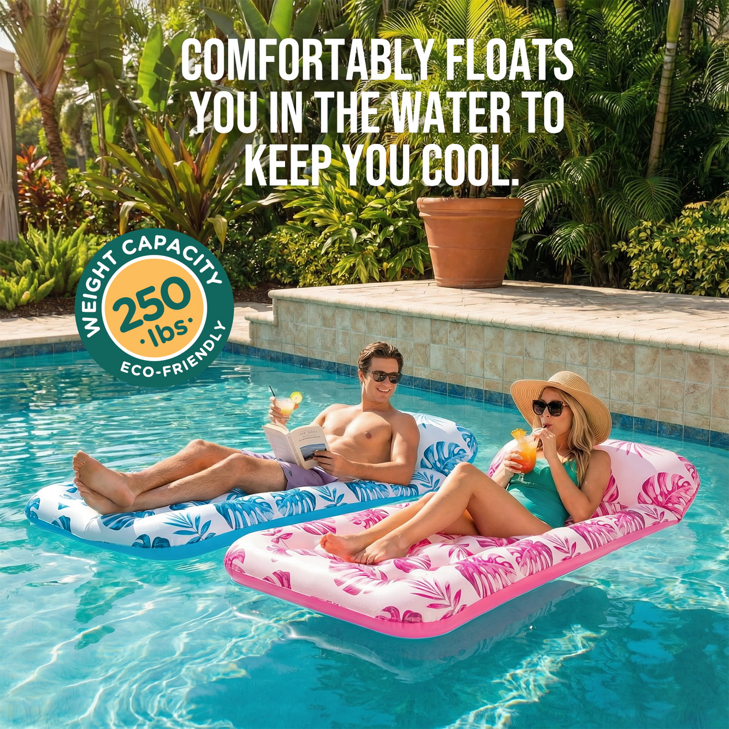 Livhil Inflatable Pool Floats Adult, Large Pool Float , Pool Lounger with Headrest, Pool Rafts, Tanning Pool for Swimming Pool Party