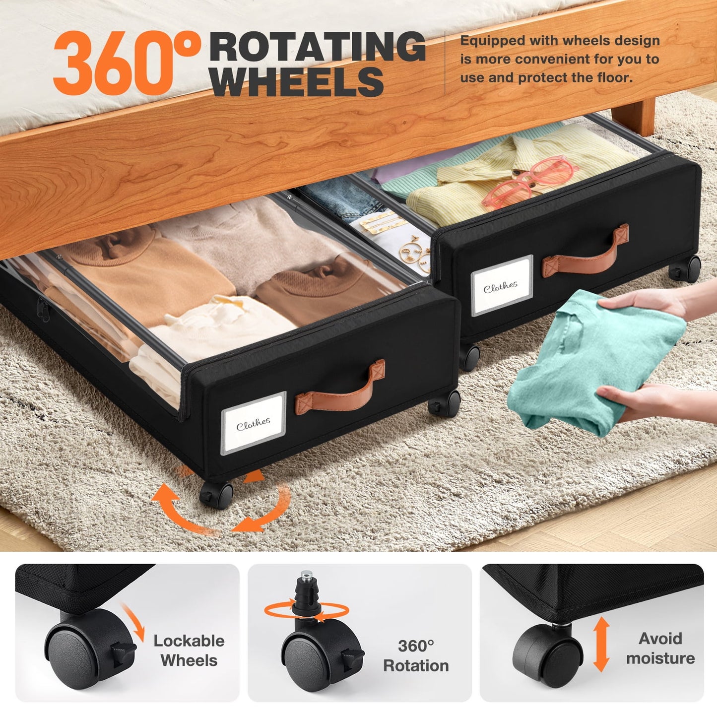 Livhil Under Bed Storage with Wheels, 2Pack Under Bed Storage Containers, Under Bed Shoe Storage and Bins  (Gray)