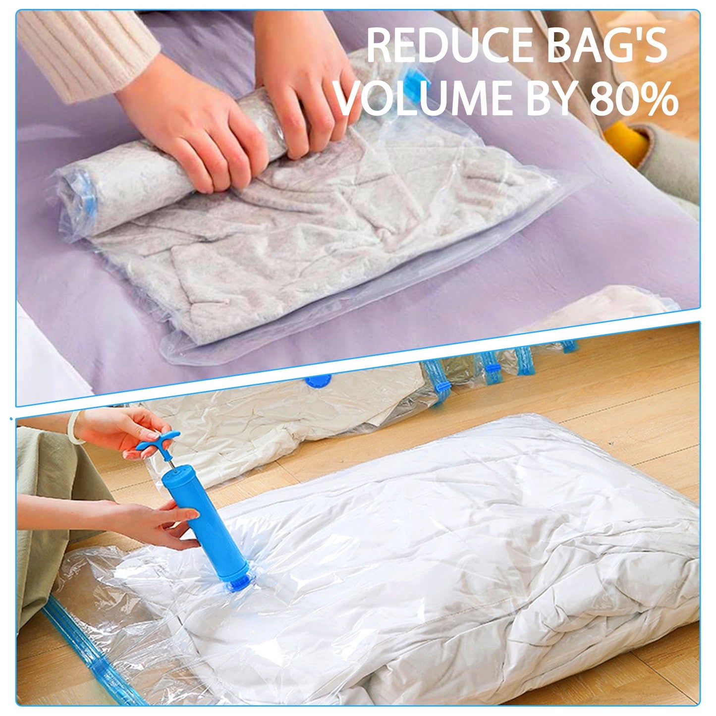 Livhil Vacuum Storage Bags, Home Essentials Space Saver Vacuum Bags Compression, Hand Pump Included
