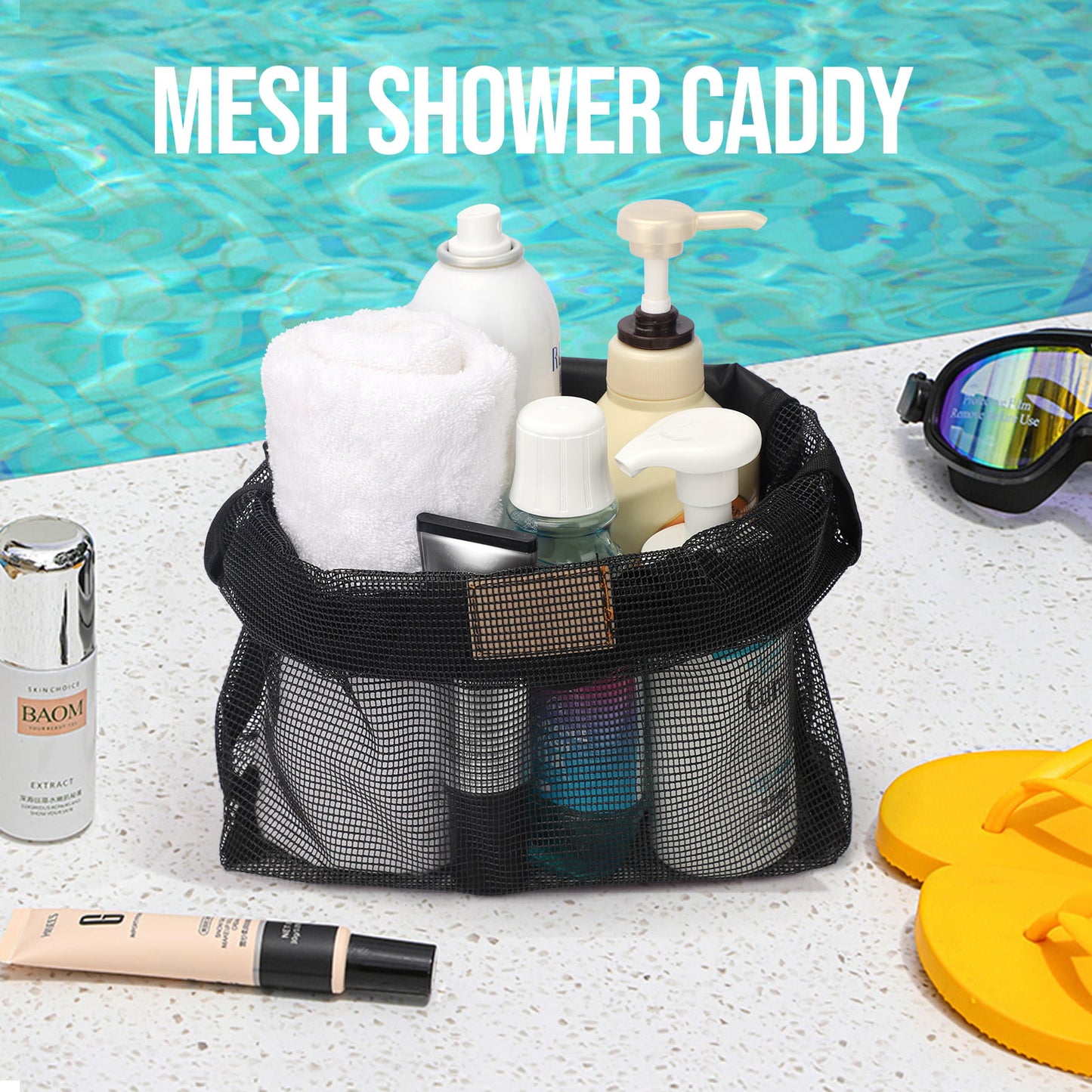 Portable Mesh Shower Caddy for College , Hanging Mesh Shower Bag