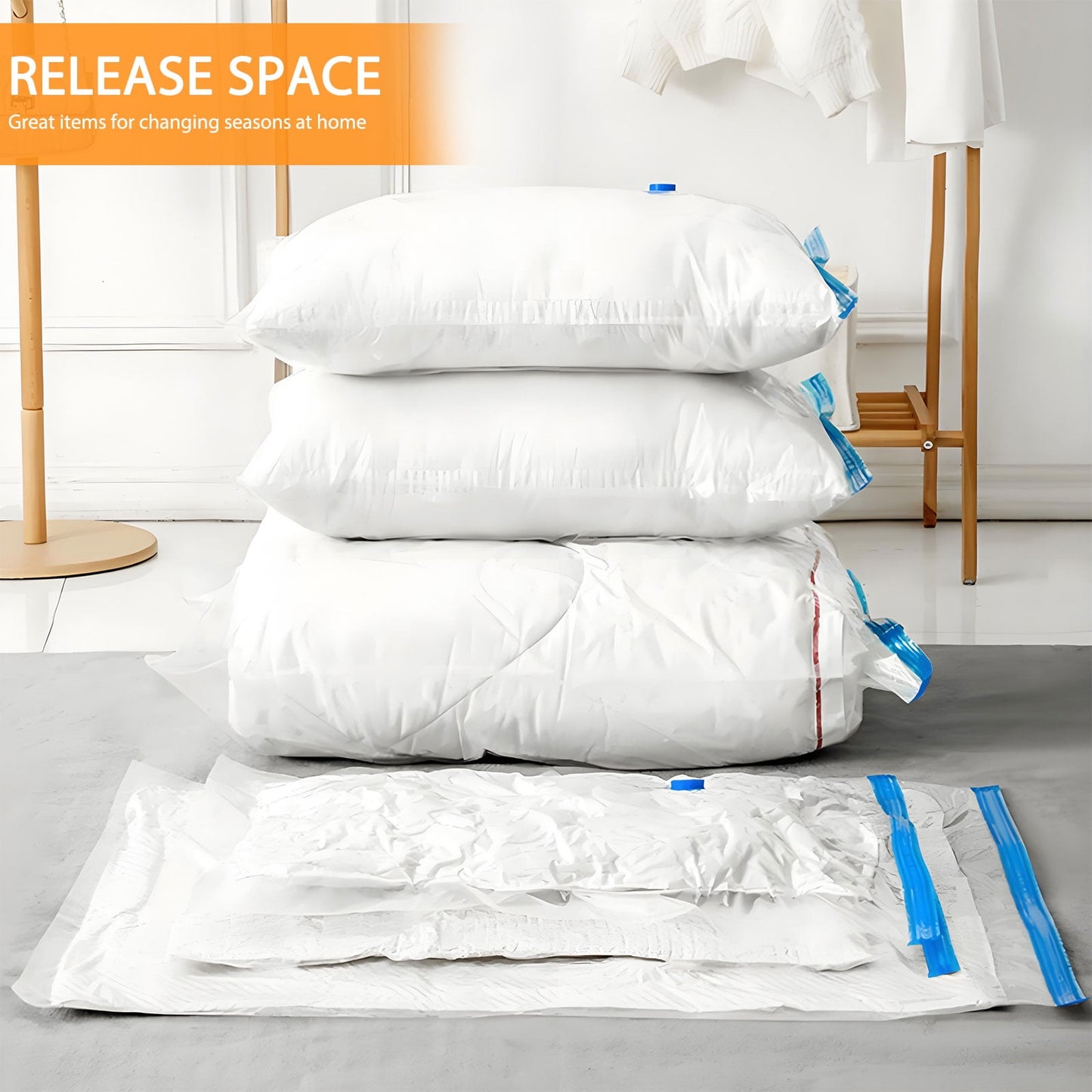 Livhil 6 Combo Vacuum Storage Bags with Pump, Jumbo Large Medium Space Saver Vacuum Seal Bags for Clothing Travel