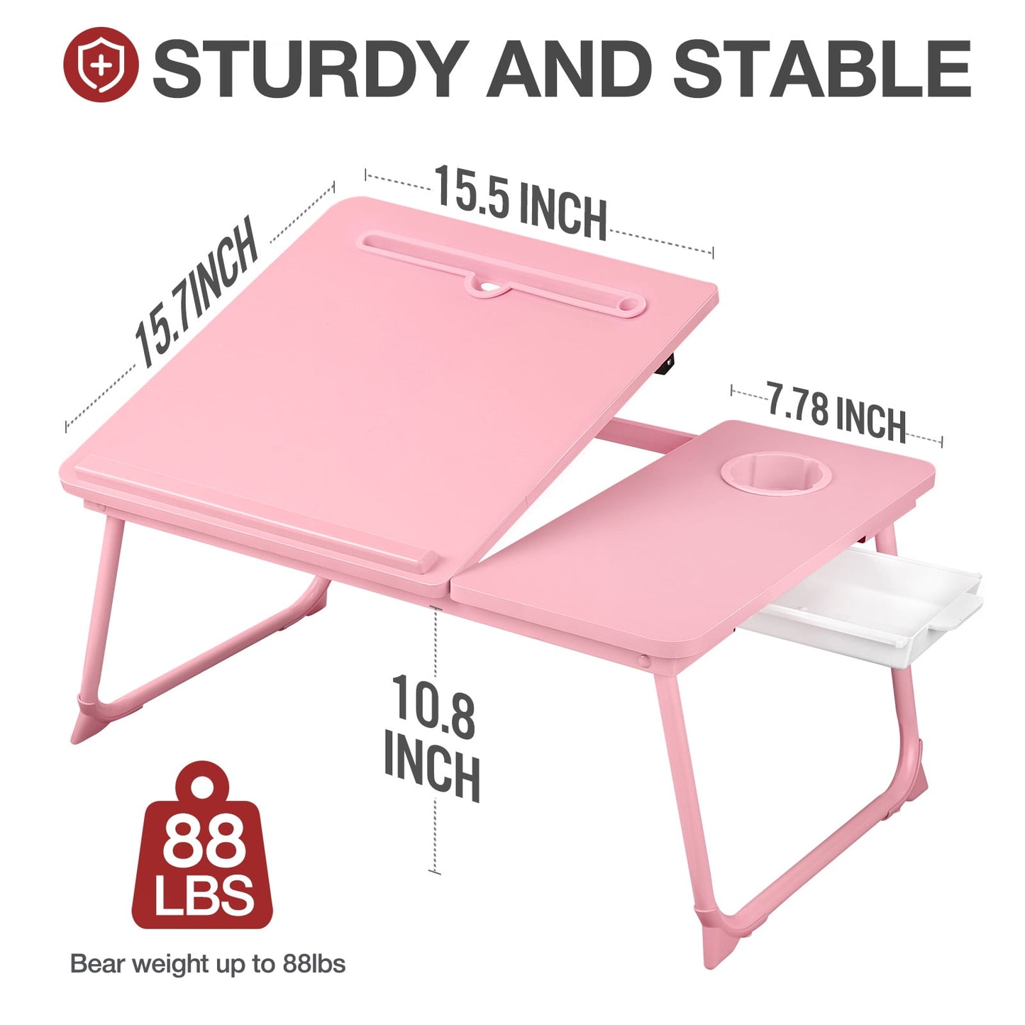 Livhil Lap Desk- Fits up to 15.6 Inch Laptop Desk, Foldable Bed Tray Breakfast Table with 5 Angles Tilting Top