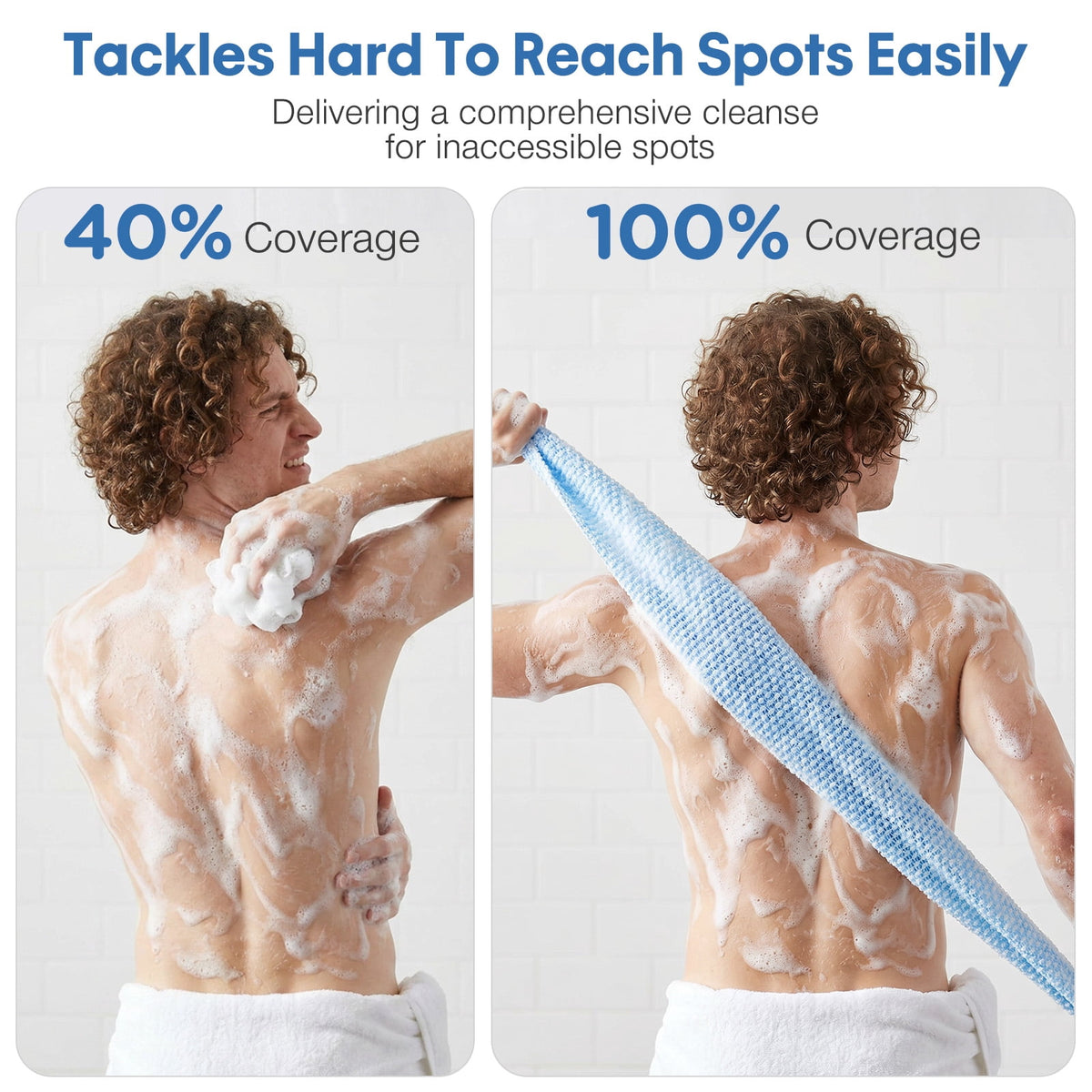 Livhil 2Pcs Exfoliating Shower Towel, Exfoliating Washcloth Stretchable Quick Dry, Exfoliating Towel for Body, Suitable for All Skin