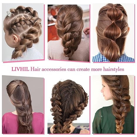 Livhil 24 Colors Hair Rubber Bands with Tail Hair Tools and Hair Clips, 1695 Pcs Elastic Small Hair Ties, Hair Accessories