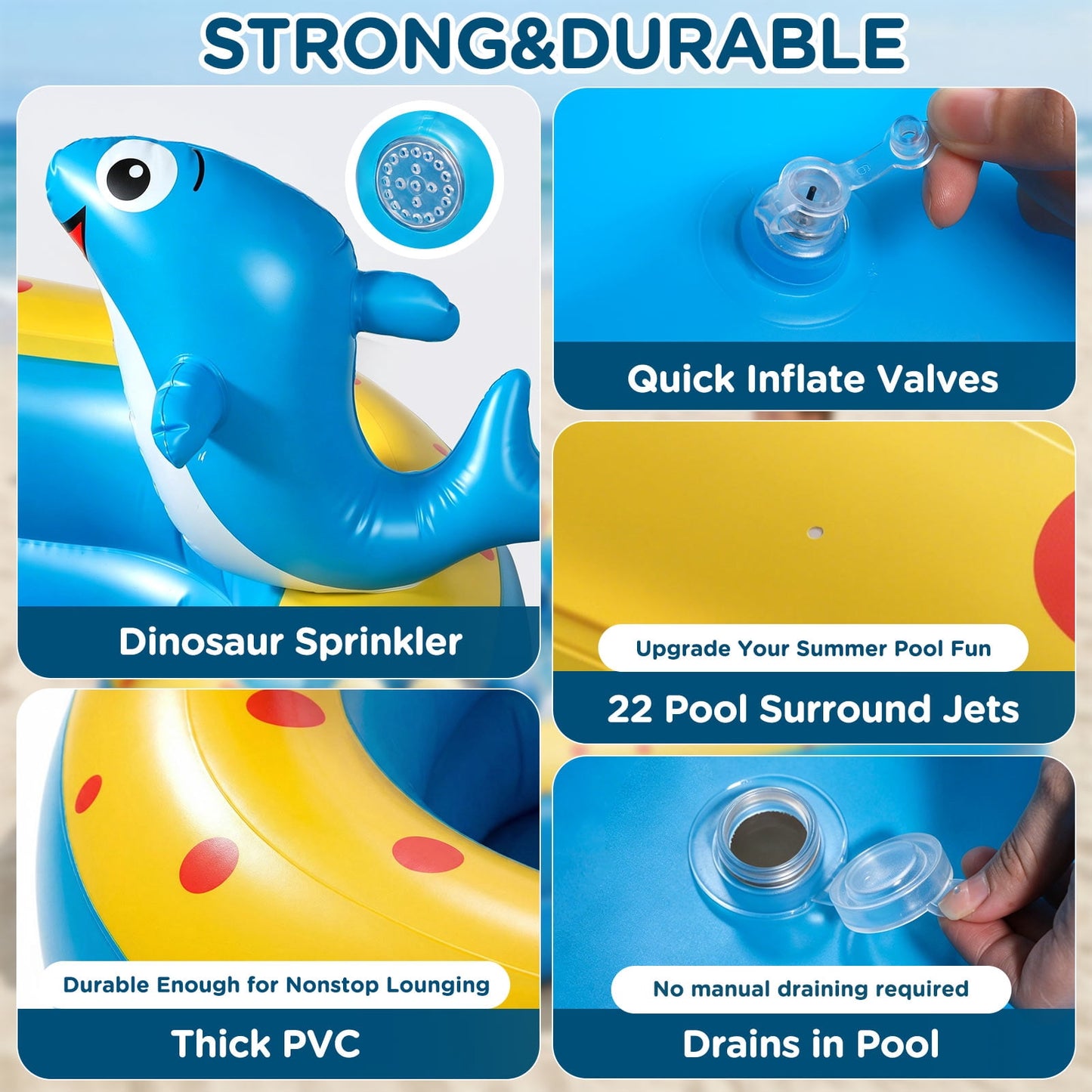 Livhil Inflatable Swimming Pool for Kids with Sprinkler, Kiddie pools 67x41x32in Family Size Backyard Summer Water Play