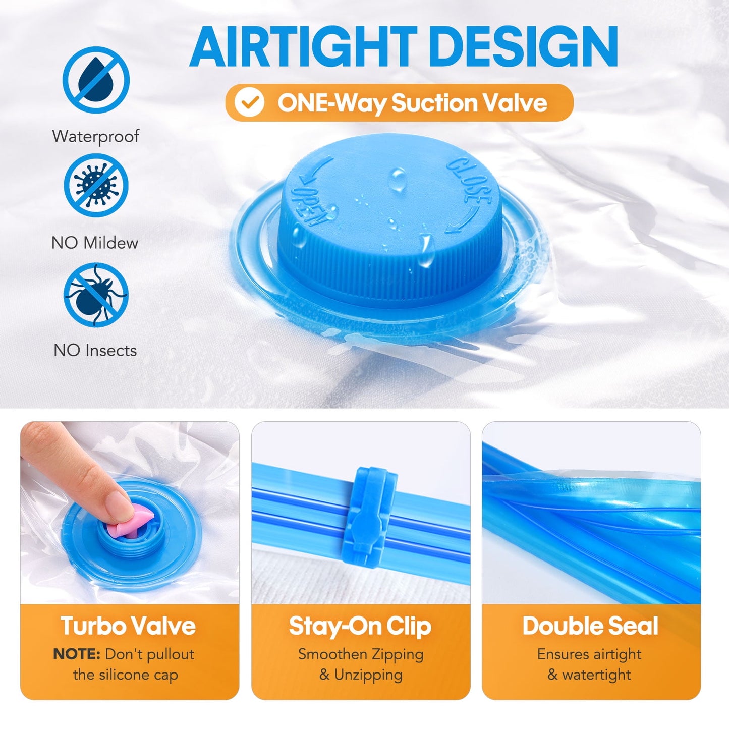 Livhil Vacuum Storage Bags, Home Essentials Space Saver Vacuum Bags Compression, Hand Pump Included