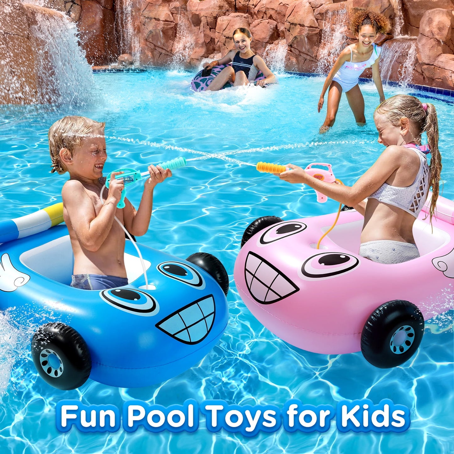 Livhil Swimming Pool Floats Kids 3-6 with Canopy, Tank Inflatable Pool Floats for Kids