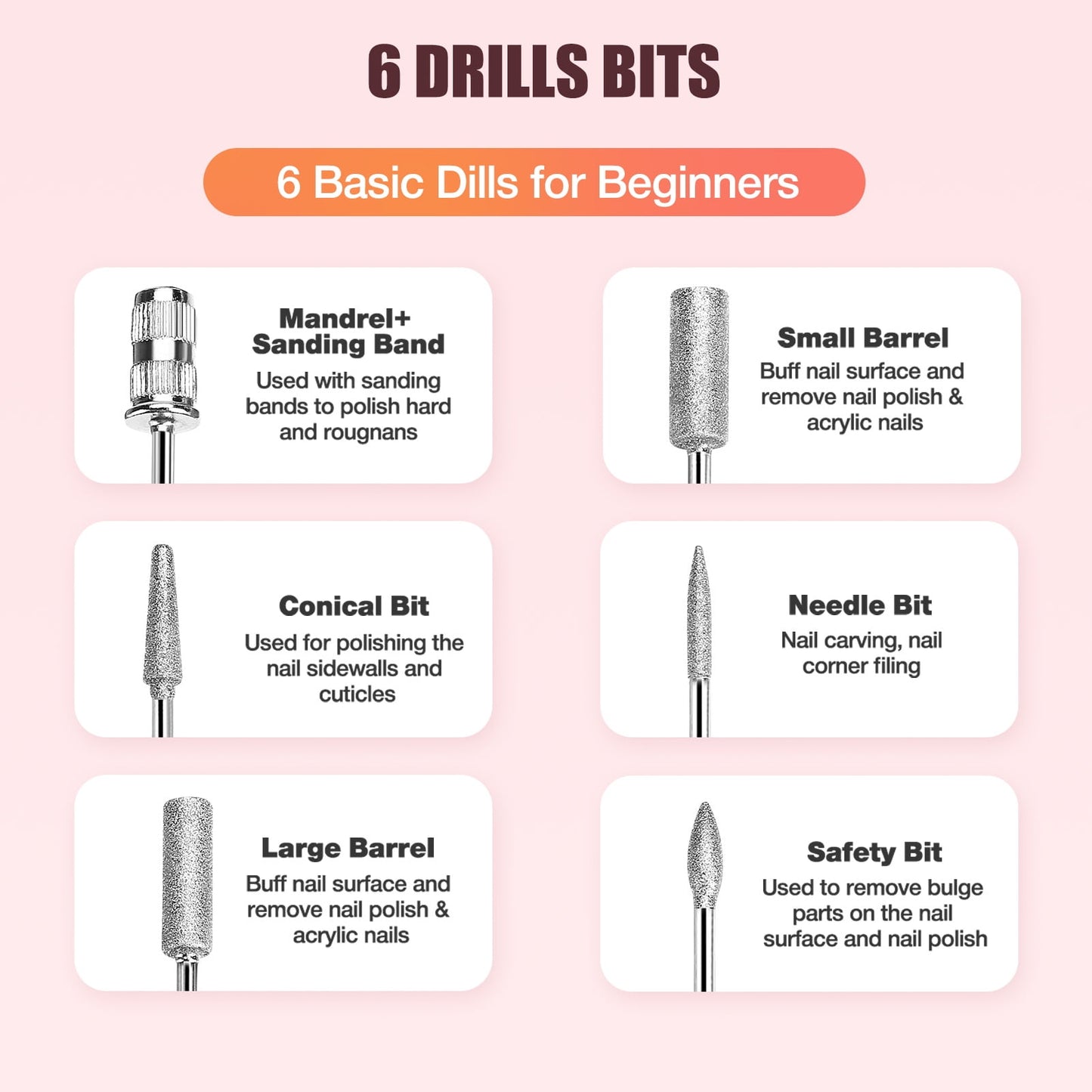 Livhil Electric Nail Drill Machine Nail File Portable Nail Tools with Nail Drill Bits Sanding Bands